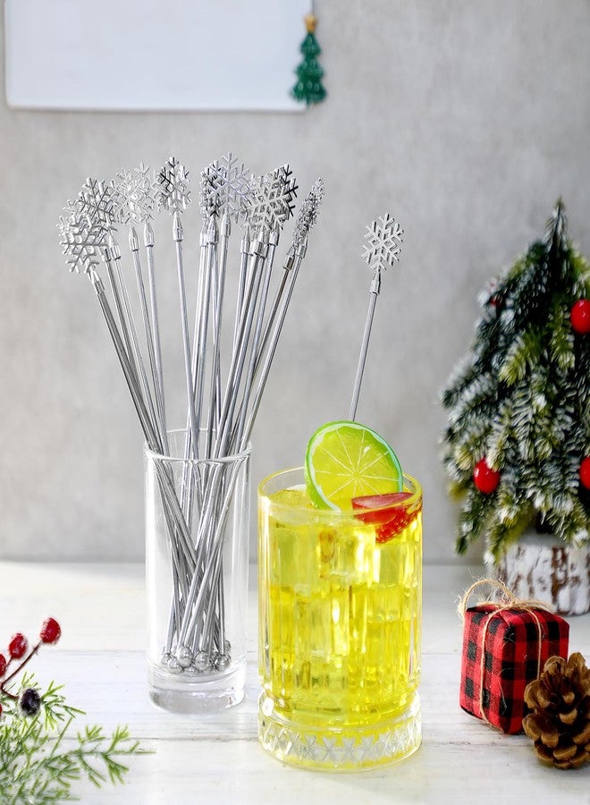 Reallnaive 10 Pack Christmas Snowflake Drink Stirrers Hot Cocoa Bar Chocolate Supplies Cocktail Stir Sticks Metal Swizzle Sticks 7.9 Inch Winter Coffee Stirrers Reusable for Xmas Party Decor - Image 4